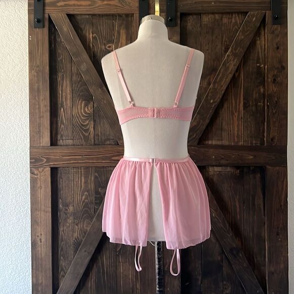 New Sexy Floral Embroidery Mesh Split Cut Out Lingerie Dress with G String - Picture 8 of 16